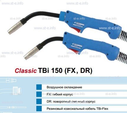 Горелка для полуавтоматической сварки TBi 150-blue-ESG, длина 3 метра - st-e.info - Барнаул